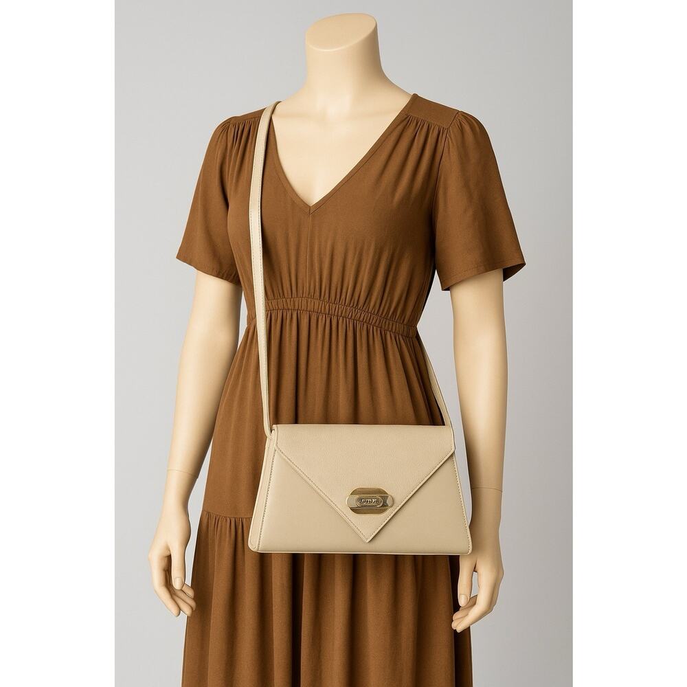 Vintage Jones New York Beige Crossbody Shoulder Bag Faux Leather Envelope Purse